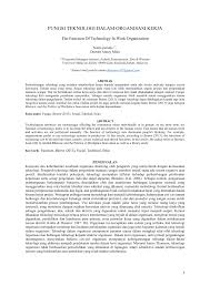 Struktur organisasi koperasi kami sampaikan dengan deatil. Pdf Fungsi Teknologi Dalam Organisasi Kerja The Function Of Technology In Work Organization