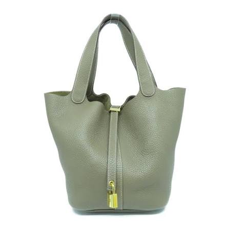 Hermès Picotin, green and grey, gold hardware