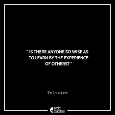 Is There Anyone So Wise As To Learn By The Experience Of Others Voltaire