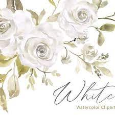 Simple Watercolor Flowers Clipart Roses Floral Clip Art Leaves Branch Bouquet Png Digital Download Hand Painted Wedding Invitation Simple Watercolor Flowers Watercolor Flowers Easy Watercolor