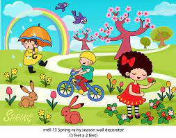 We believe that coloring pages can combine fun and education. Spring Rainy Season Wall Decorator Mykidsarena Play School Furniture Play School Toys In India