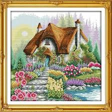 Beautiful landscape paintings beautiful landscapes paintings. Happy Forever Cross Stitch Scenery The Beautiful Flower House Amazon In Home Kitchen