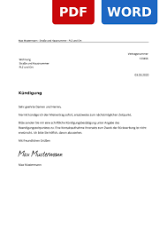 Wenn sie die zeitung oder zeitschrift nicht mehr lesen möchten, können sie ihr abonnement zum ende einer vereinbarten mindestbezugsdauer oder mindestvertragslaufzeit schriftlich kündigen. Wohnung Kundigen Kostenlose Muster Vorlage Pdf Word