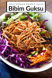 Bibim Guksu Korean Cold Noodle Salad Recipe Noodle Salad Cold Vegetarian Cold Noodles Recipes