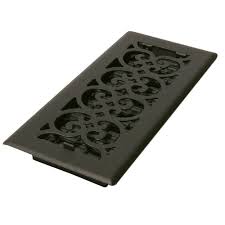 Decor Grates 4 In X 14 In Black Steel Floor Register With Damper Box St414 The Home Depot Floor Registers Black Decor Steel Paint