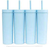 STRATA CUPS Perwinkle Skinny Tumblers with Lids and Straws (4 pack), 16oz  Matte Pastel Colored Acrylic Tumblers with Lids and Straws, Double Wall ...