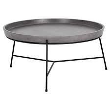 Loomis Industrial Loft Round Concrete Tray Top Black Metal Coffee Table Round Coffee Table Modern Cool Coffee Tables Coffee Table