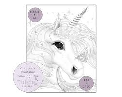 9 printable unicorn coloring pages. Printable Unicorn Coloring Page Grayscale Coloring Page For Girls 11 X 14 Inches Jpeg Chub And Bug Illustration Wall Art And School Supplies For Kids And Babies