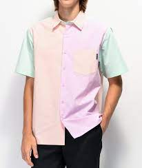 Teddy Fresh Colorblock Woven Short Sleeve Button Up Shirt