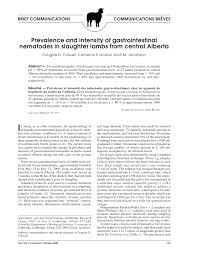 Pdf Prevalence And Intensity Of Gastrointestinal Nematodes In Slaughter Lambs From Central Alberta