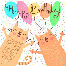Tarjeta Linda Del Feliz Cumpleanos Con Los Gatitos Divertidos Ilustracion Vectorial Ilustraciones Vectoriales Clip Art Vectorizado Libre De Derechos Image 53406680