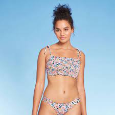 Juniors Smocked Bandeau Bikini Top Xhilaration Floral Print Xs In 2020 Floral Bikini Top Bandeau Bikini Top Bikini Tops