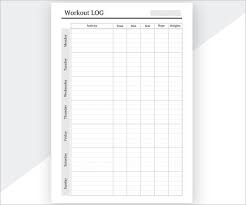 workout log templates free excel pdf