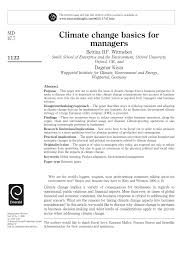 Pdf Climate Change Basics For Managers