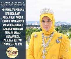 Baginda tuanku hajah azizah aminah maimunah iskandariah, terkenal dengan sikap ramah apabila berada bersama rakyat jelata. Barang Dapur Basah Selamat Ulang Tahun Hari Keputeraan Ke 60 Kdymm Seri Paduka Baginda Raja Permaisuri Agong Tunku Hajah Azizah Aminah Maimunah Iskandariah Binti Almarhum Al Mutawakkil Alallah Sultan Iskandar Al Haj Semoga Kebawah