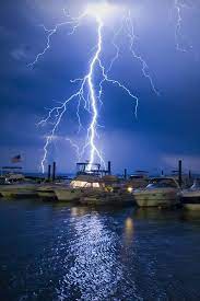 Lightning Strike At Sea Nature Lightning Lightning Storm