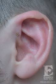 forward helix with a 4bead in rose gold jewelry by alchemy adornment pierced by me at empire body arts ear piercings piercing front helix piercing