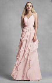 White By Vera Wang Cascading Skirt Chiffon Bridesmaid Dress In Blush Siz Davids Bridal Bridesmaid Dresses Vera Wang Bridesmaid Dresses Blush Bridesmaid Dresses