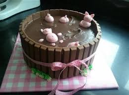 Little Piggies Swimming In Chocolate In A Kit Kat Barrel Recipe Kitkat Cake Pigs In Mud Cake Piggy Cake