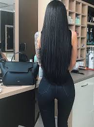 These long hairstyles are damn perfect no matter you have naturally long hair or extensions put in to give you the long length. Long Black Straight Hair Jeans Purse Long Hair Styles Human Hair Wefts Long Black Hair