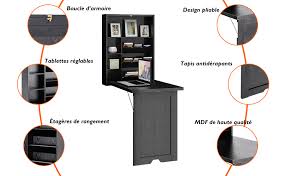 Il est presque impossible de comparer. Costway Bureau Mural Rabattable Table Murale Pliable En Mdf Meuble De Rangement Avec Etagere Integree 82 X 16 X 60 Cm Ameublement Et Decoration Cuisine Maison Noir Meubles Ameublement Et Decoration