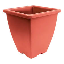VASO PLASTICO QUADRADO - 30CM MARROM