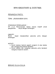 Kreativiti dan estetika prasekolah dan panitia. Rph Kreativiti Estetika