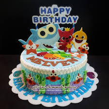 2nd Birthday Fresh Cream Birthday Cake Designs For 2 Year Old Boy With Name Baby Shark Icing Fresh Cream Cake Paulineshomemademalacca Shark Cake Shark Birthday Party Fresh Cream Birthday Cake
