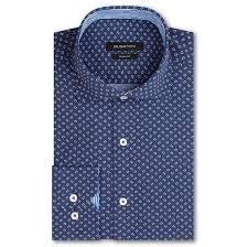 Bugatchi Charts Shaped Fit Long Sleeve Button Up Sport Shirt Navy