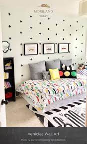 A vintage themed bedroom with a vintage truck and a beautiful backdrop that doesn't just look vintage but also industrial. Toddler Car Bedroom Ideas Design Corral