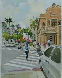 instagram 上的鄭京 2019 1 1水彩寫生 臺南美術館 臺灣文學館 watercolor watercolorpainting watercolorinlove watercolor inlove watercolorpaintings ar street view scenes village