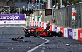 It was just a case of when. Max Verstappen Crashes Out Of Lead In Baku With Tyre Blowout Planetf1