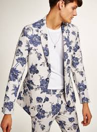 Black And White Floral Suit Harry Styles Blue And White Floral Skinny Suit Jacket Floral Suit Men Skinny Suits Mens Vest Fashion