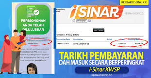Menurut epf, i sinar dijangka akan menguntungkan 8 juta ahli kwsp dan membabitkan peruntukan rm70 bilion. Tarikh Bayaran I Sinar Kwsp Dah Masuk Secara Berperingkat