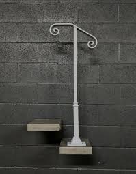 Modern custom made to order hand forged wrought iron handrail. Single Post Handrail For Stairs For 1 To 2 Steps Baseplate Post Ez Rails