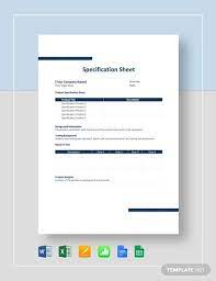 The template includes instructions to the author, boilerplate text, and fields that should be replaced with the values specific to the project. Free 12 Specification Sheet Samples In Pdf