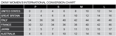 Dkny Size Chart