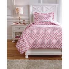 Who else wants a beautiful bedroom? Signature Design Bedding Sets Twin Loomis Pink Comforter Set Fisher Home Furnishings Bedding Sets
