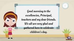 Speech on childrens day i am to give a five minute speech on children's day in a school. Children