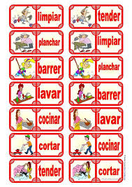Fichas De Domina Las Tareas Del Hogar Verbos En Espanol Fichas Verbos De Accion