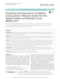 The statistic depicts the number of children with disabilities attending mainstream secondary schools in malaysia as of october 2016, sorted by gender. Pdf Prevalence And Determinants Of Disability Among Adults In Malaysia Results From The National Health And Morbidity Survey Nhms 2015