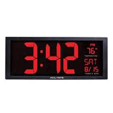 Acurite 14 5 In Large Led Clock With Indoor Temperature 75127a1 The Home Depot Led Clock Large Digital Clock Large Digital Wall Clock