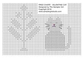 The Sampler Girl Blog Valentine Cat Free Chart