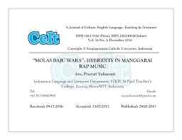 If you have a link to your intellectual property, let us know by. Pdf Molas Baju Wara Hybridity In Manggarai Rap Music