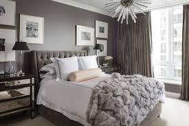 This primary bedroom boasts stunning gray walls along with a large bed. Decorating Chicago The Art Of Modern Glamour Bedroom Decor Cozy Cozy Bedroom Design Home Decor Bedroom