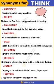 Think Synonym List Of 15 Synonyms For Think With Useful Examples 7 E S L Writing Words English Writing Skills English Vocabulary Words