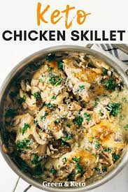 Keto Chicken Skillet With Creamy Mushroom Bacon Sauce Recipe Keto Recipes Dinner Keto Diet Recipes Low Carb Chicken Recipes