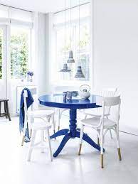 Discover all the reasons to love white kitchens and open kitchen shelves kitchen table chairs open kitchen cabinets kitchen farm style kitchen. Design Inspiration Pantone S 2020 Color Of The Year Classic Blue Painted Dining Table Blue Dining Tables Dining Room Blue