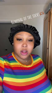 Ebony Takes Off Sofks