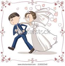 Funny Vector Wedding Invitation Wedding Art Cartoon Decoupage Wedding